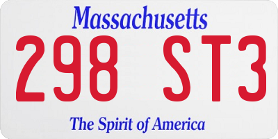 MA license plate 298ST3