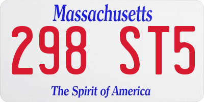 MA license plate 298ST5