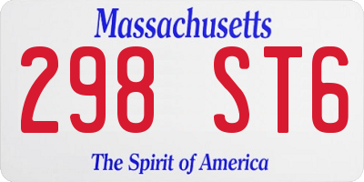 MA license plate 298ST6