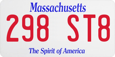 MA license plate 298ST8