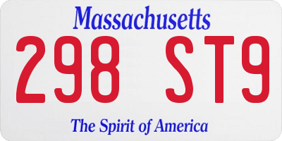 MA license plate 298ST9