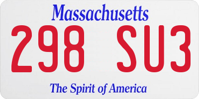 MA license plate 298SU3