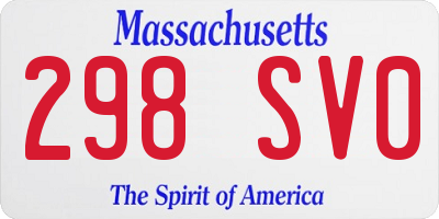 MA license plate 298SV0