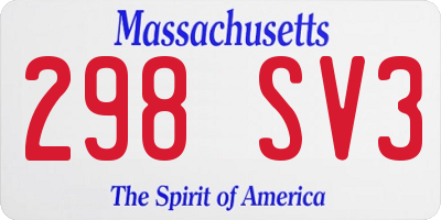MA license plate 298SV3