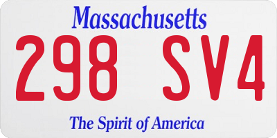 MA license plate 298SV4