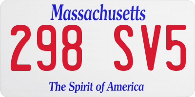 MA license plate 298SV5
