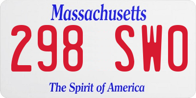MA license plate 298SW0