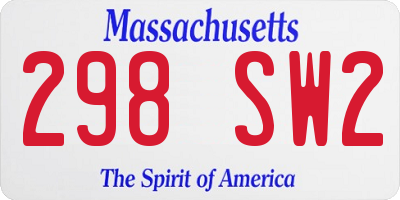 MA license plate 298SW2