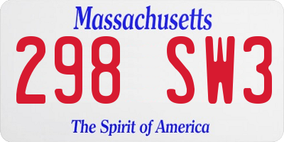MA license plate 298SW3