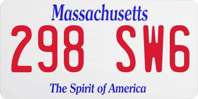 MA license plate 298SW6