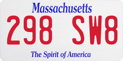 MA license plate 298SW8