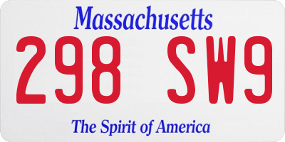 MA license plate 298SW9