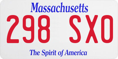 MA license plate 298SX0