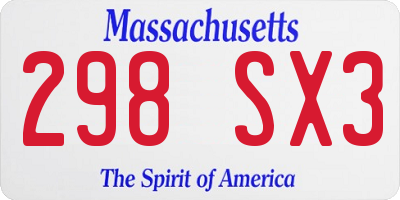 MA license plate 298SX3