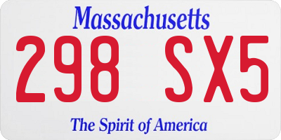 MA license plate 298SX5