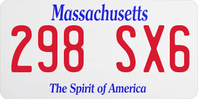 MA license plate 298SX6