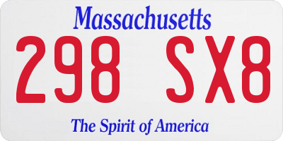 MA license plate 298SX8