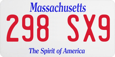 MA license plate 298SX9