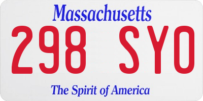 MA license plate 298SY0