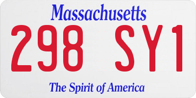 MA license plate 298SY1