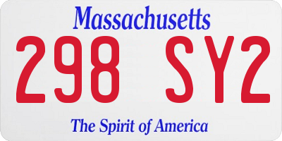 MA license plate 298SY2