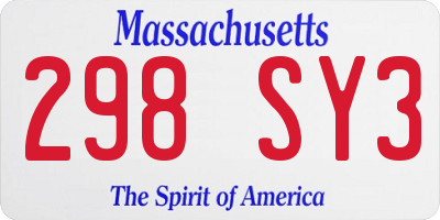 MA license plate 298SY3