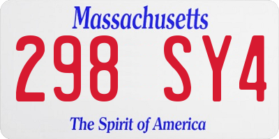 MA license plate 298SY4