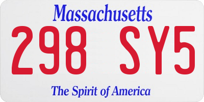 MA license plate 298SY5