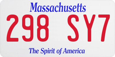 MA license plate 298SY7