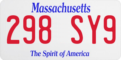 MA license plate 298SY9