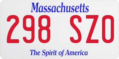 MA license plate 298SZ0