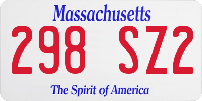 MA license plate 298SZ2