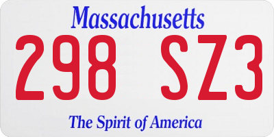 MA license plate 298SZ3