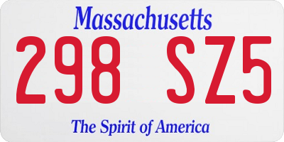 MA license plate 298SZ5