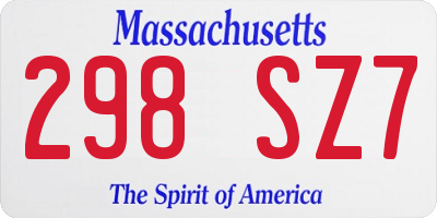 MA license plate 298SZ7