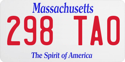 MA license plate 298TA0