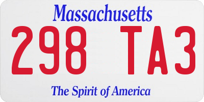 MA license plate 298TA3
