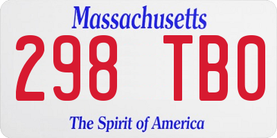 MA license plate 298TB0