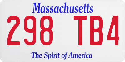 MA license plate 298TB4