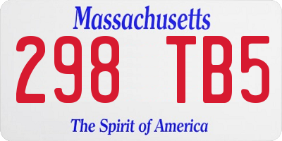 MA license plate 298TB5