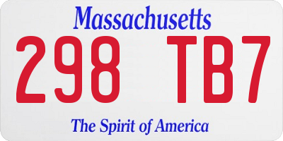 MA license plate 298TB7