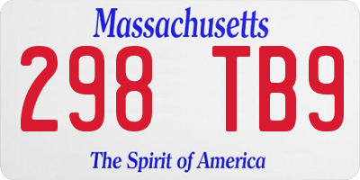 MA license plate 298TB9