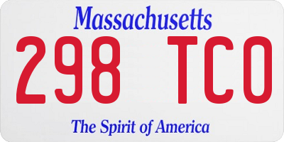 MA license plate 298TC0