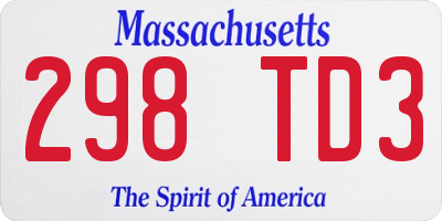 MA license plate 298TD3