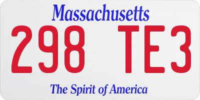 MA license plate 298TE3