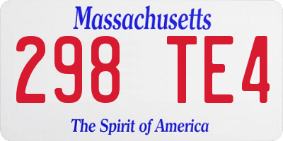 MA license plate 298TE4