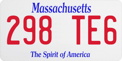 MA license plate 298TE6