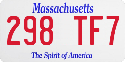 MA license plate 298TF7
