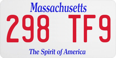 MA license plate 298TF9