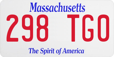 MA license plate 298TG0